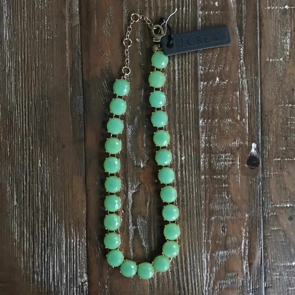 JCrew foam green and gold necklace